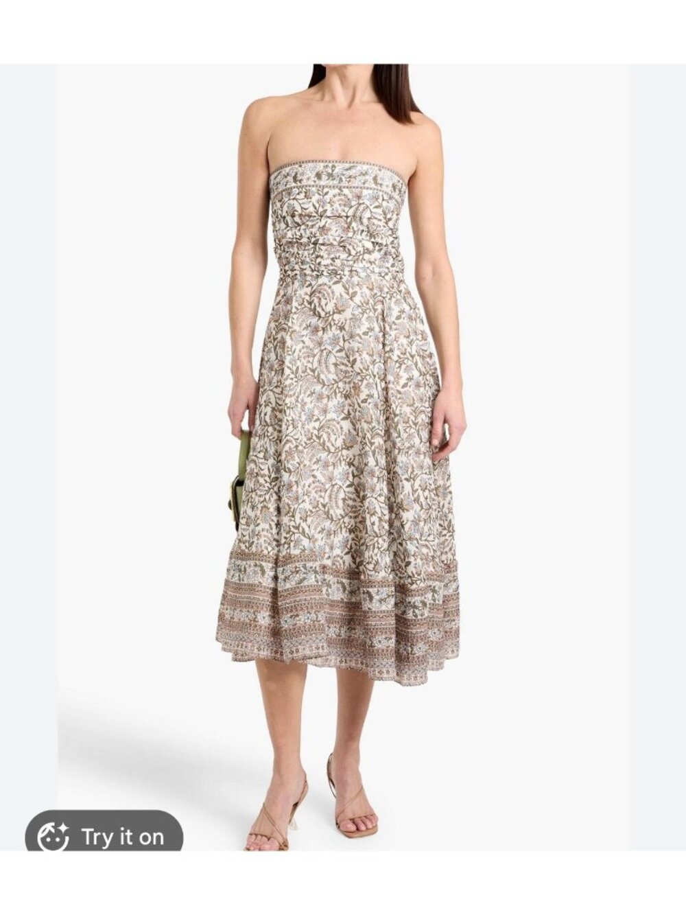 Veronica Beard Lana Strapless Floral Ramie Midi Dress Women's Size 8 O63